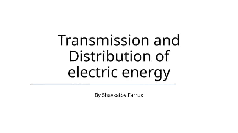 Transmission and Distribution of electric energy 1