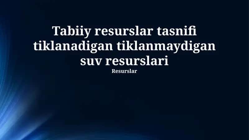 Yangilanmaydigan suv resurslarining turlari 1