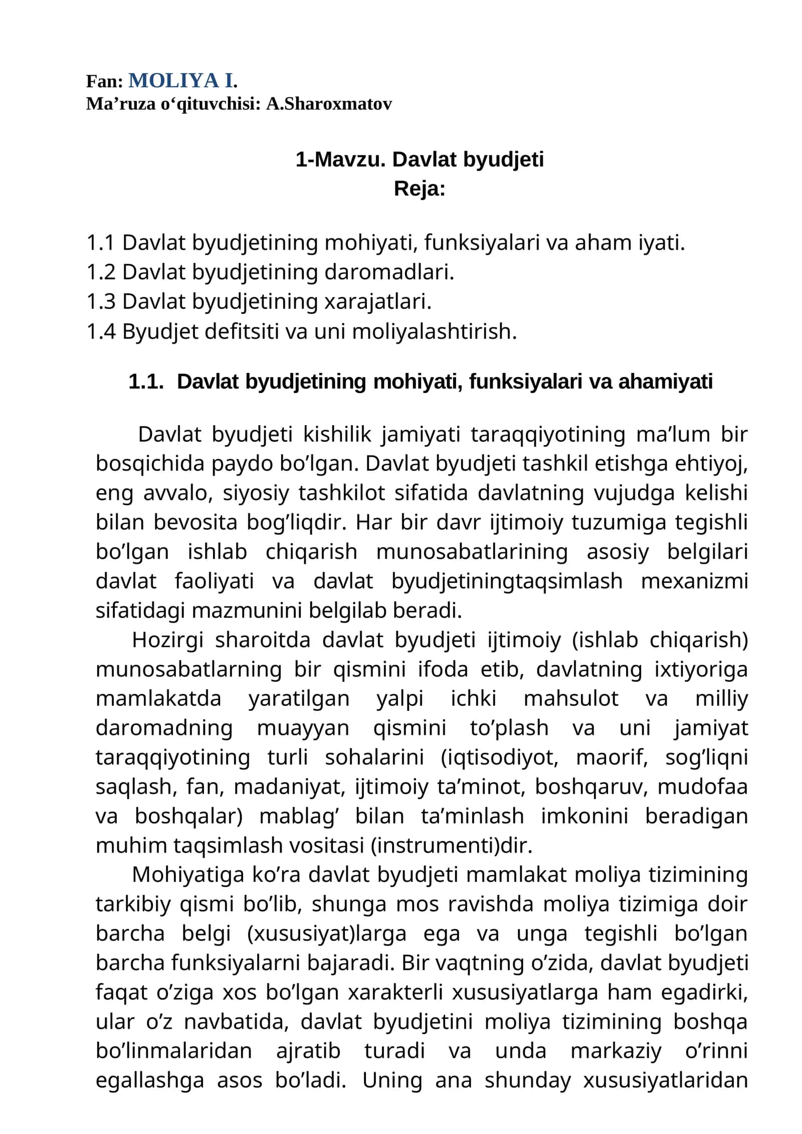 Davlat byudjeti 1