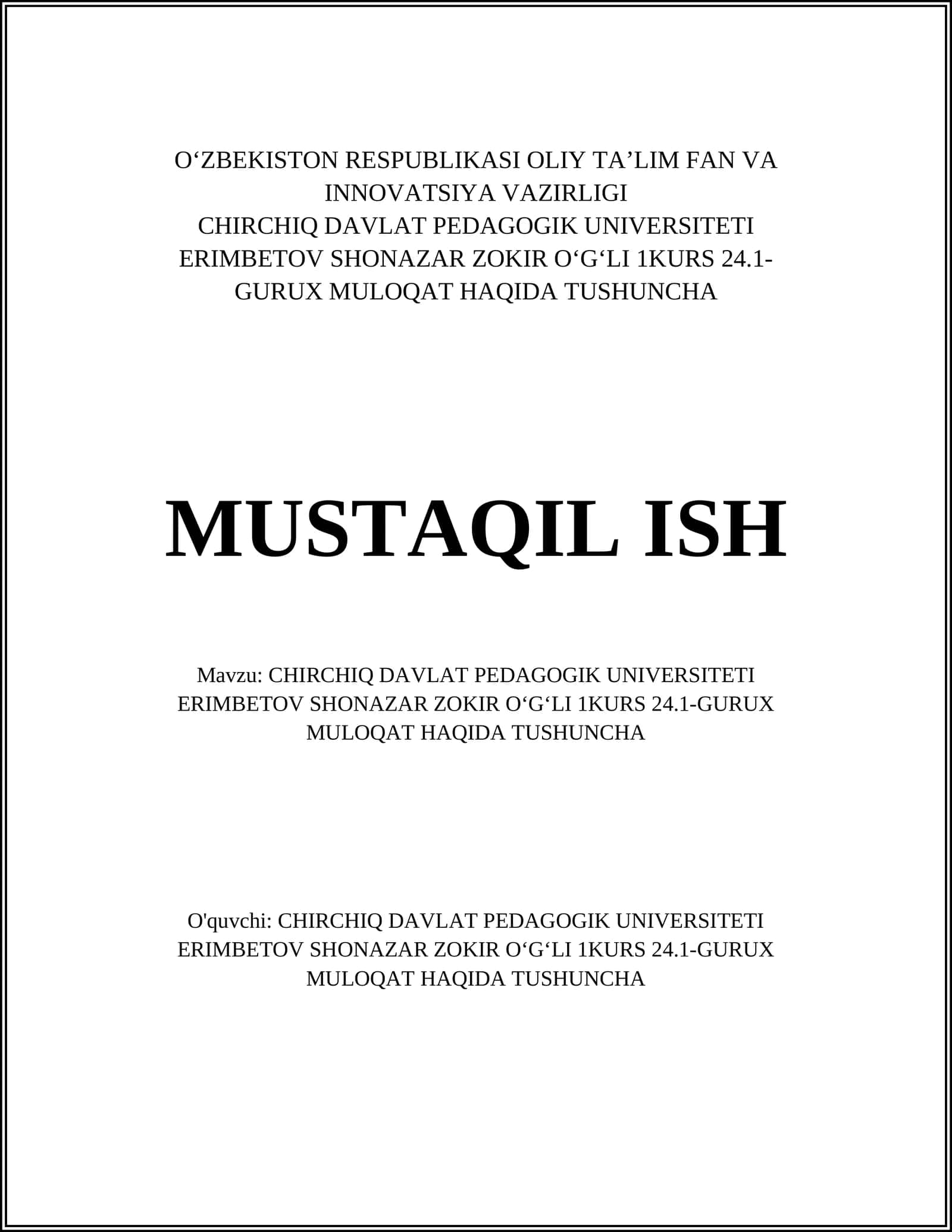 Muloqatning Mohiyati 1