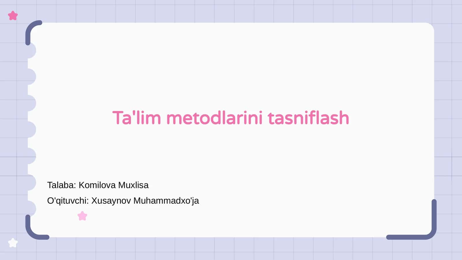 Ta'lim metodlarini tasniflash 1