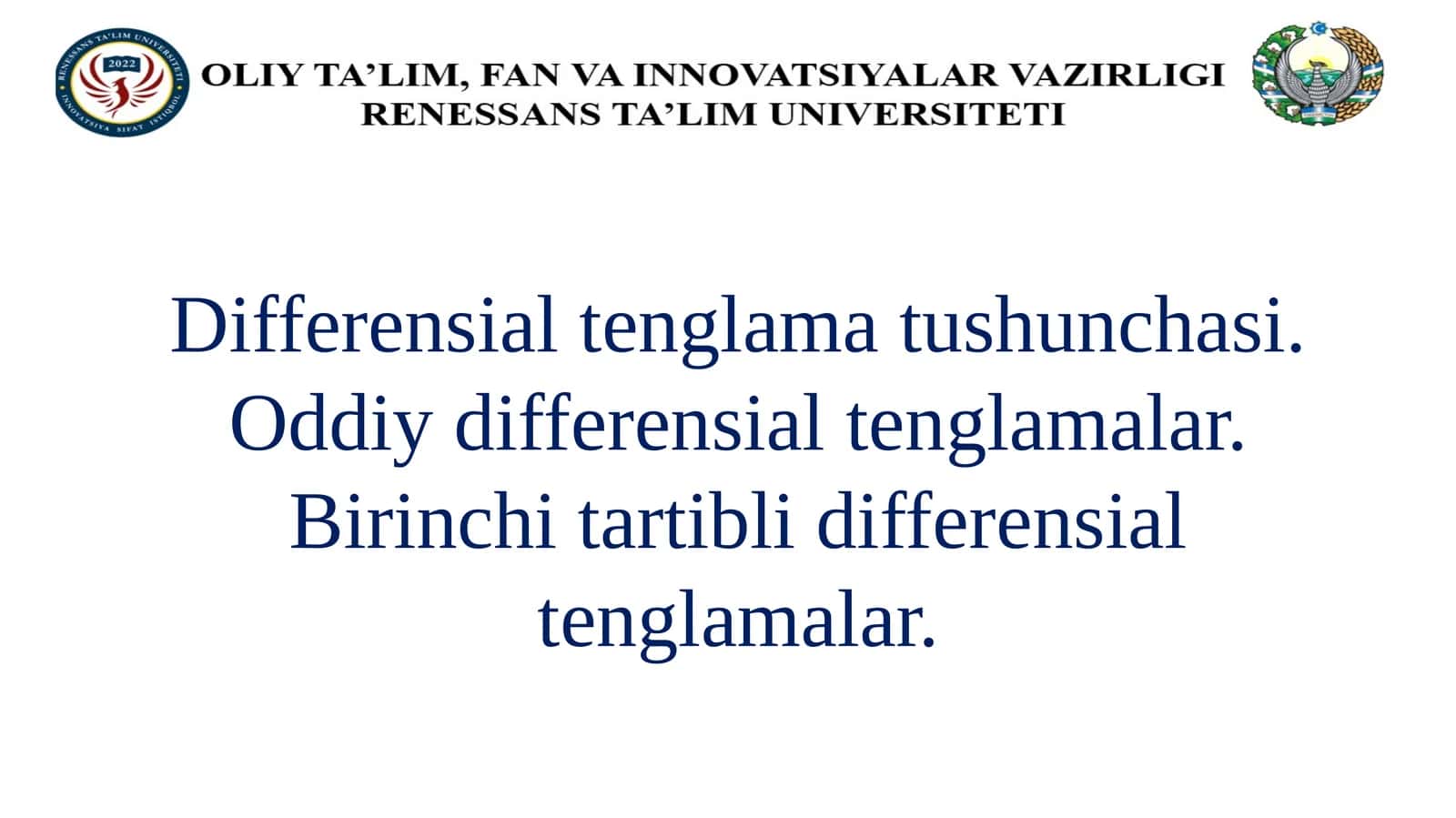 Differensial tenglama tushunchasi 1