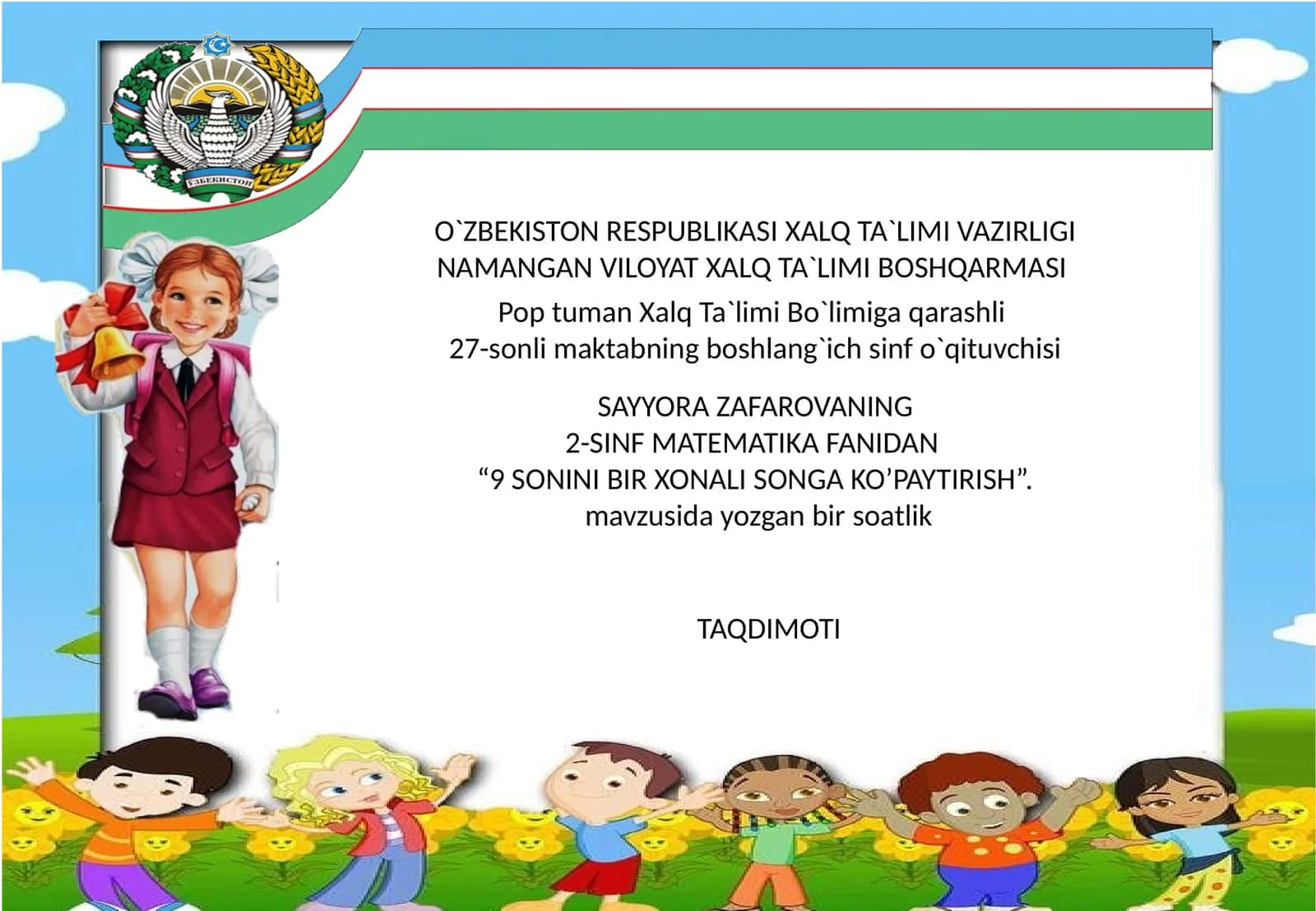9 SONINI BIR XONALI SONGA KO’PAYTIRISH 1