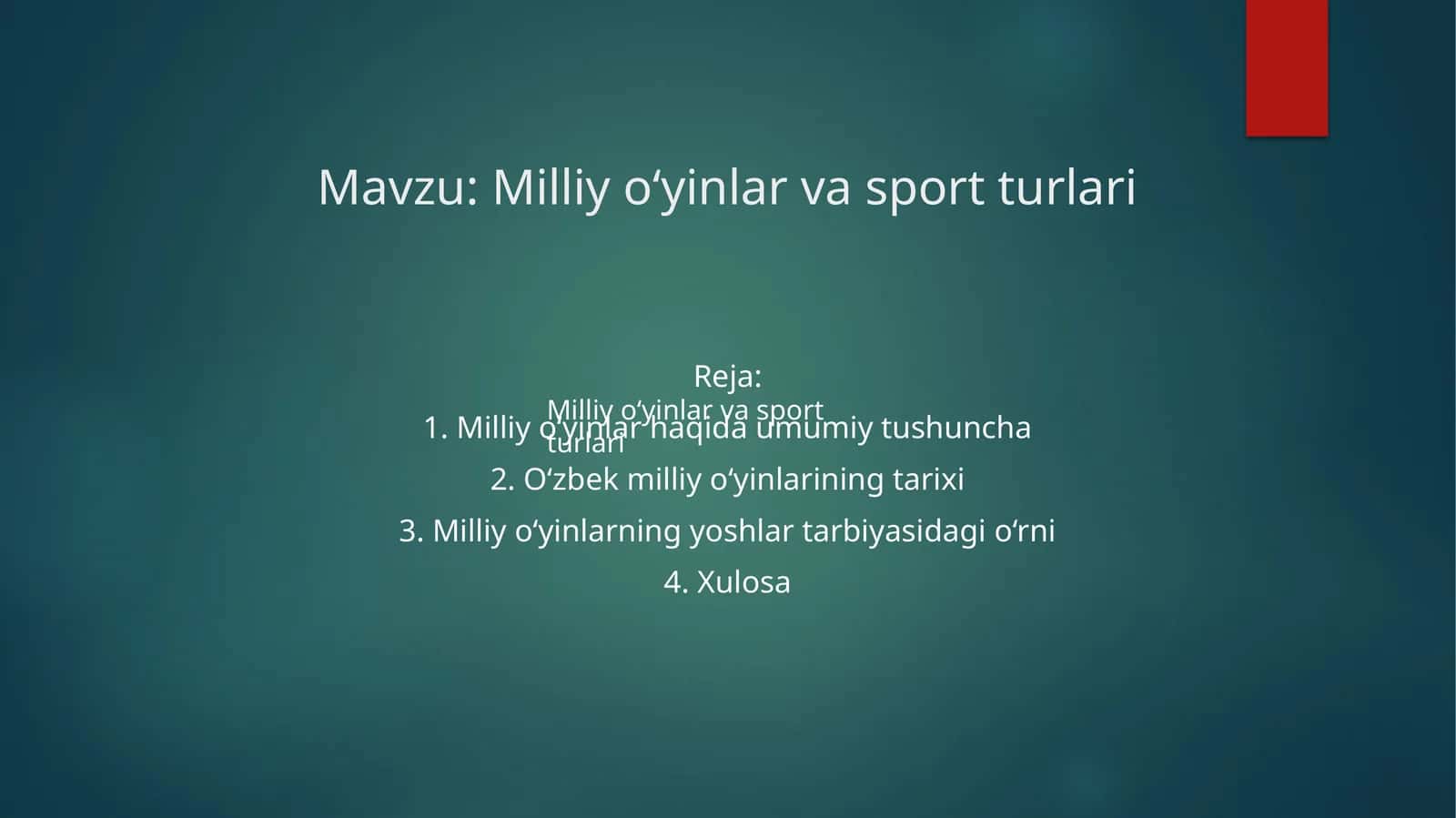 Milliy o‘yinlar va sport turlari 1