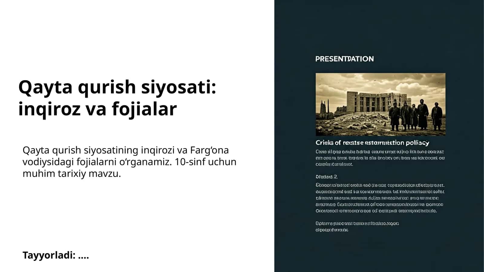 Qayta qurish siyosati: inqiroz va fojialar 1