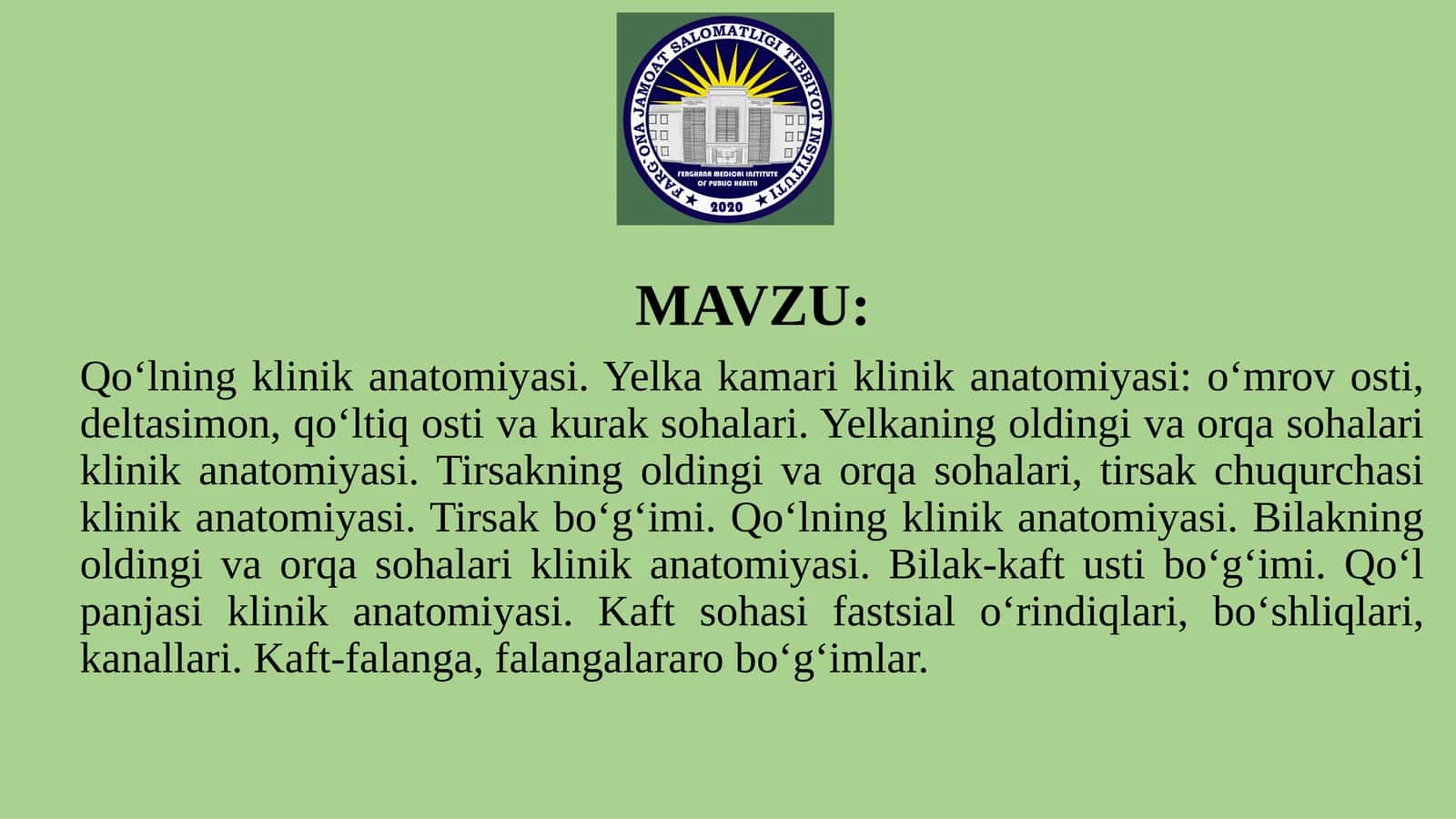 Qo‘lning klinika anatomiya 1