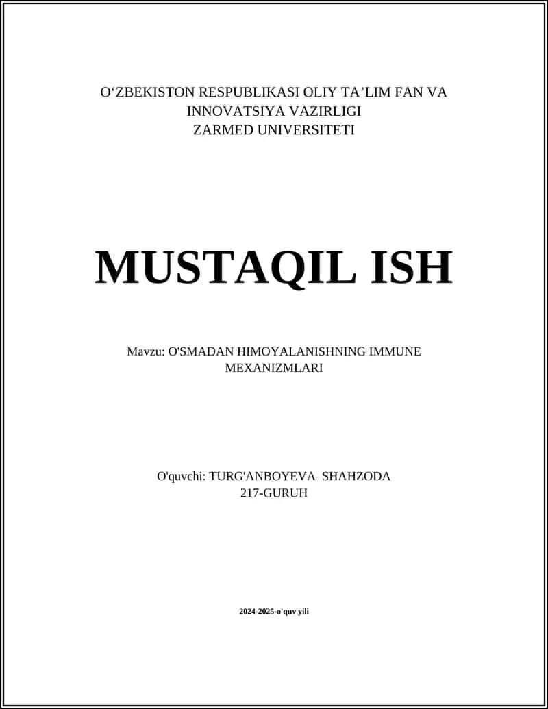 O'SMADAN HIMOYALANISHNING IMMUNE MEXANIZMLARI 1