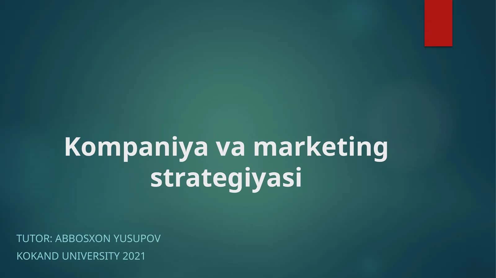 Kompaniya va marketing strategiyasi 1