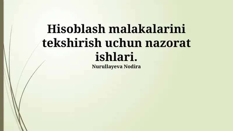 Nazorat ishlari Iqtisodiyot 1