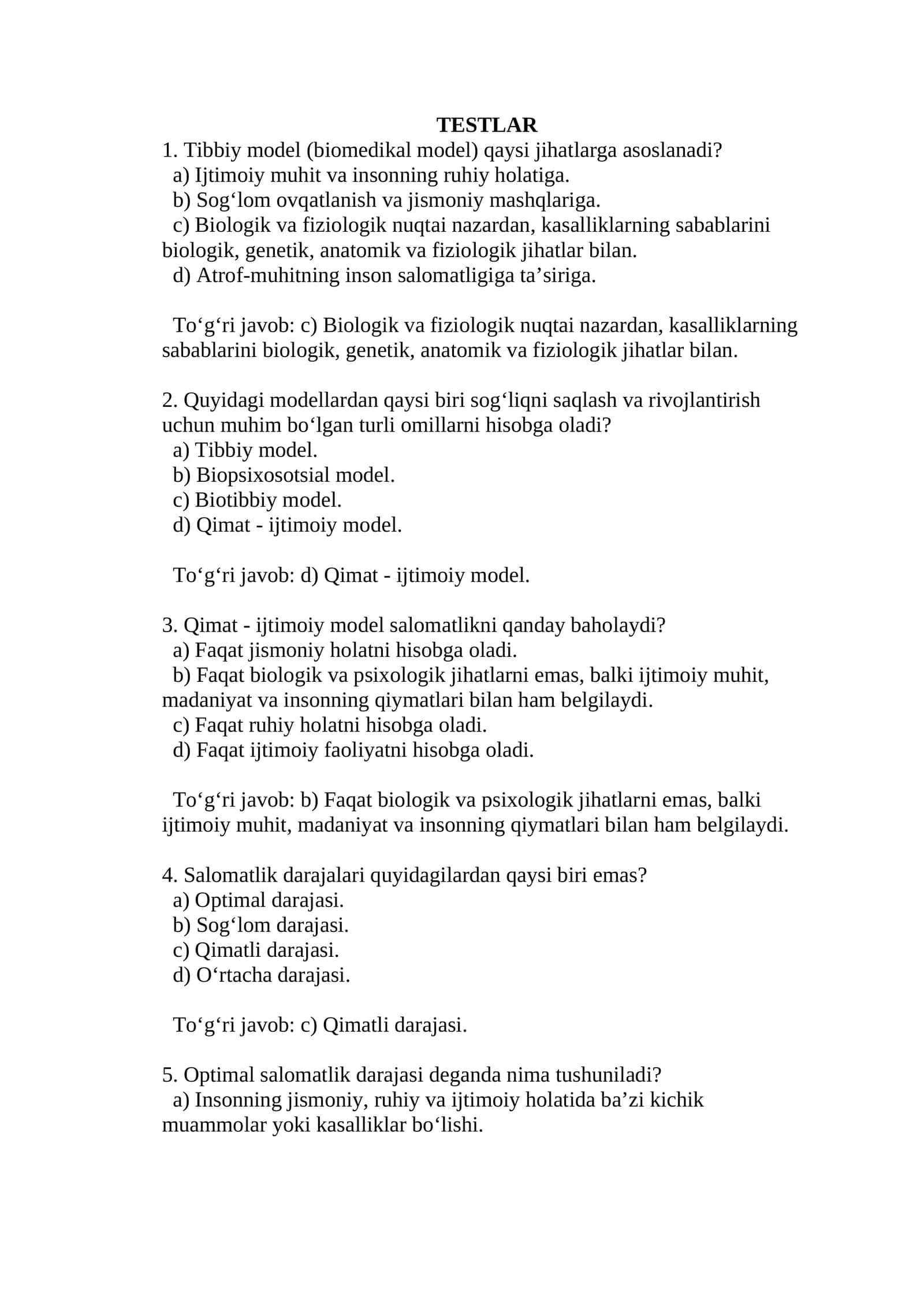 Tibbiy model (biomedikal model) 1