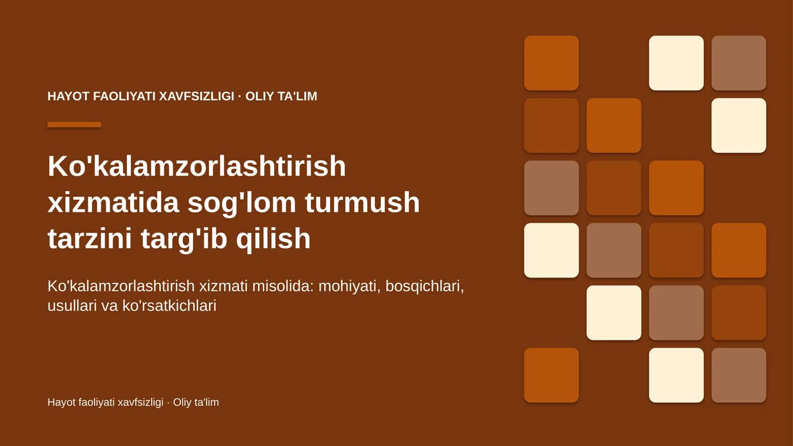 Ko'kalamzorlashtirish xizmatida sog'lom turmush tarzini targ'ib qilish 1