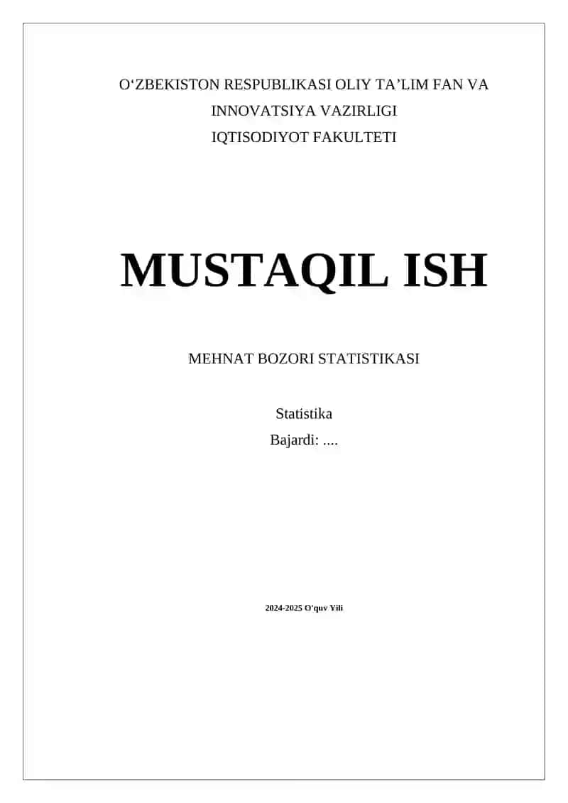 Mehnat bozori statistikasi