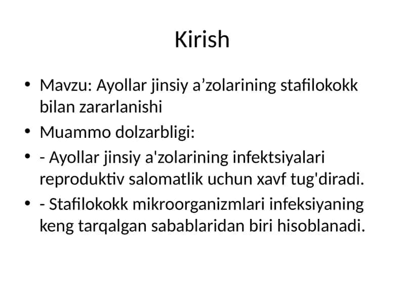 Ayollar jinsiy a’zolarining stafilokokk bilan zararlanishi 1