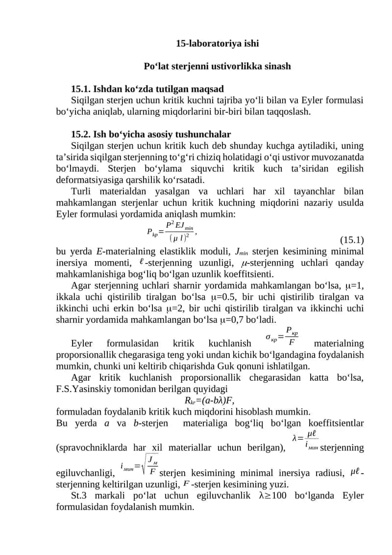 Po‘lat sterjenni ustivorlikka sinash 1