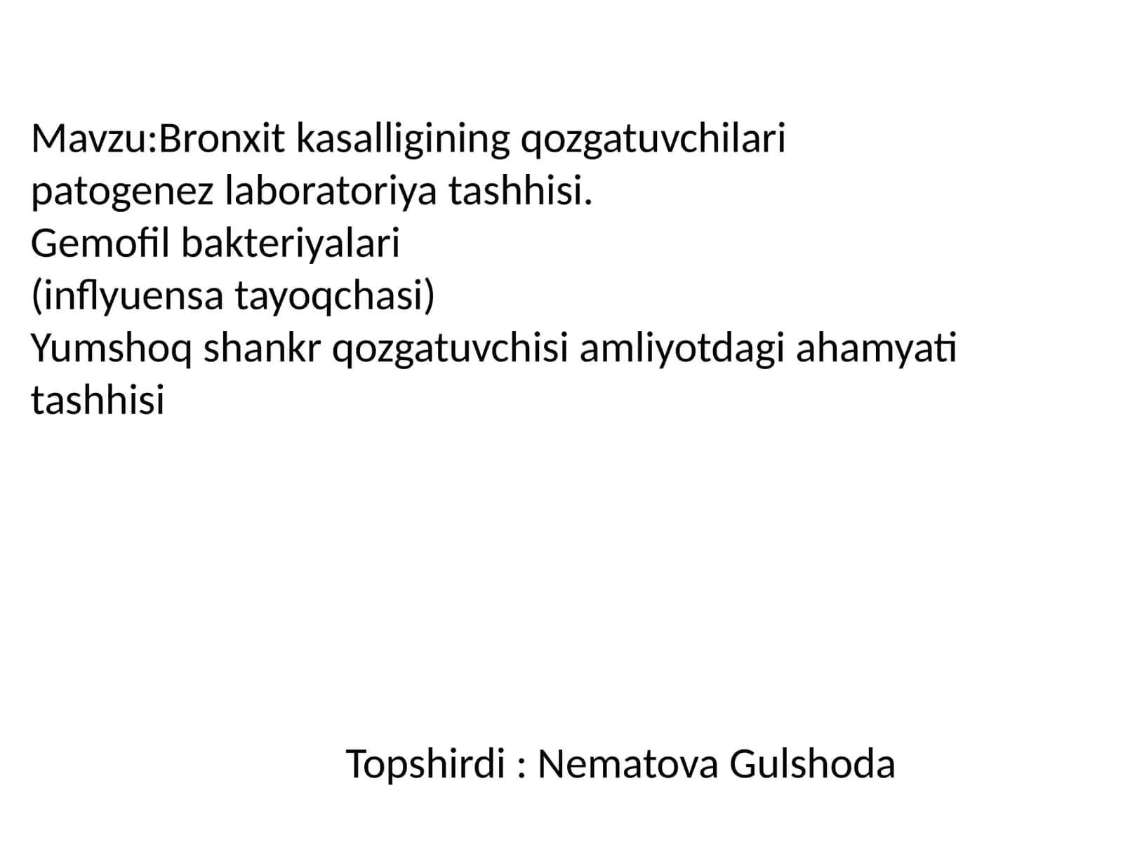 Bronxit kasalligining qozgatuvchilari patogenez laboratoriyatashhisi 1