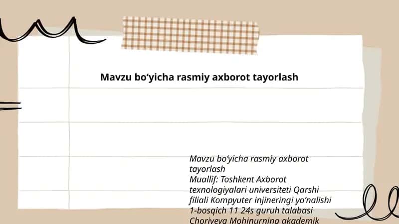 Mavzu boʻyicha rasmiy axborot tayorlash 1