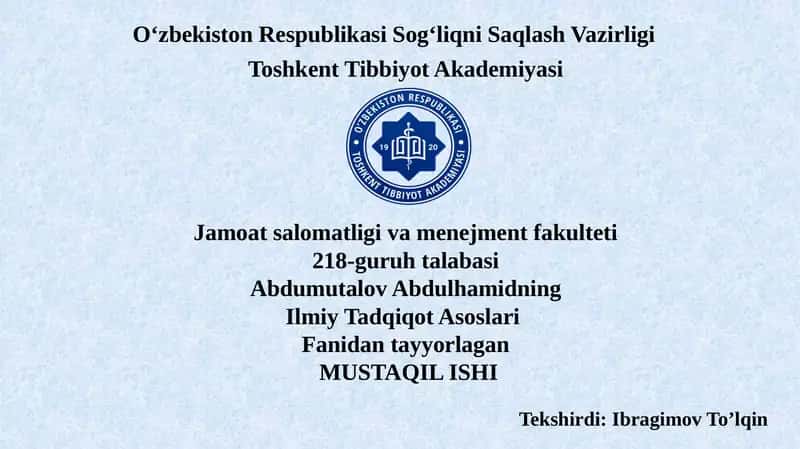 Ilmiy Tadqiqot Asoslari 1