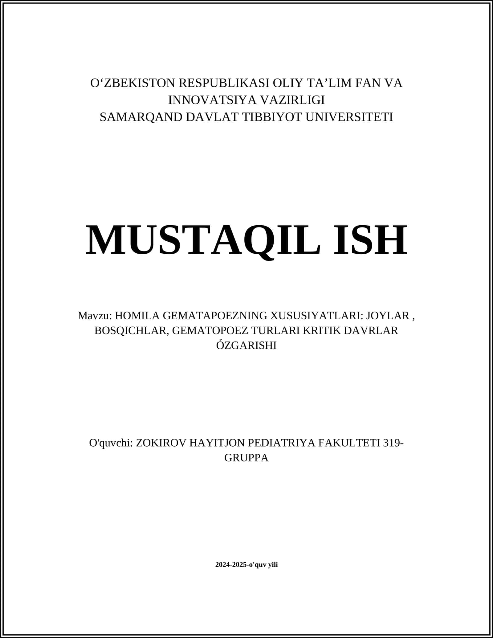 HOMILA GEMATAPOEZNING XUSUSIYATLARI 1