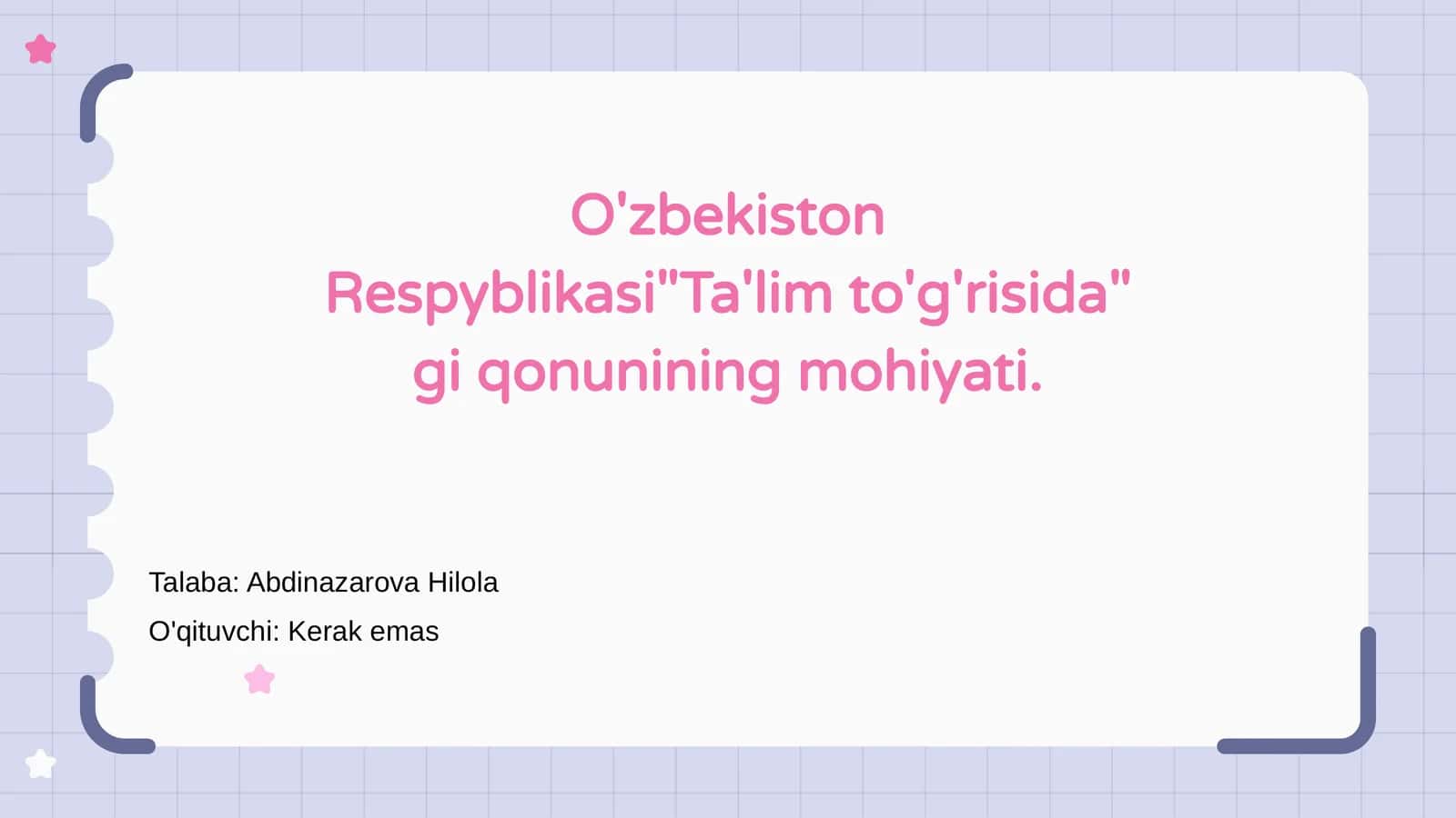 O'zbekiston Respublikasi Ta'lim Tizimining Asoslari 1