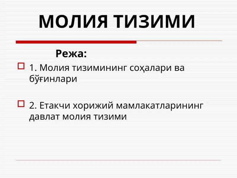МОЛИЯ ТИЗИМИ 1