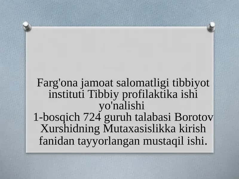 Gigiyenaga oid sanitar qoida va meyorlarga asosan tekshiruv oʻtkazish 1