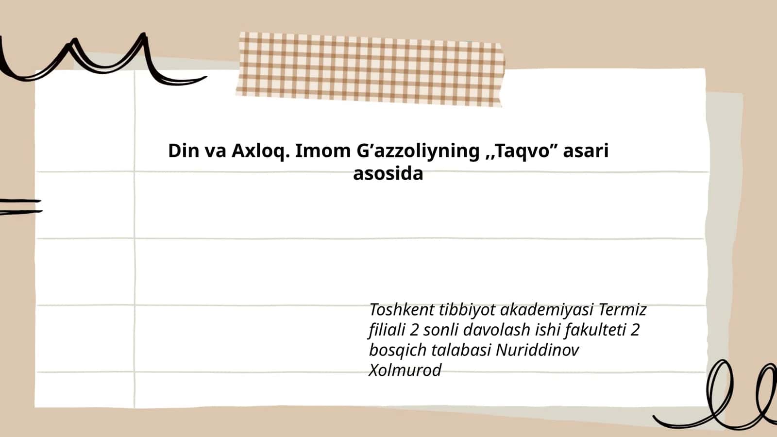 Din va Axloq. Imom Gʼazzoliyning,,Taqvoʼʼ asari asosida 1
