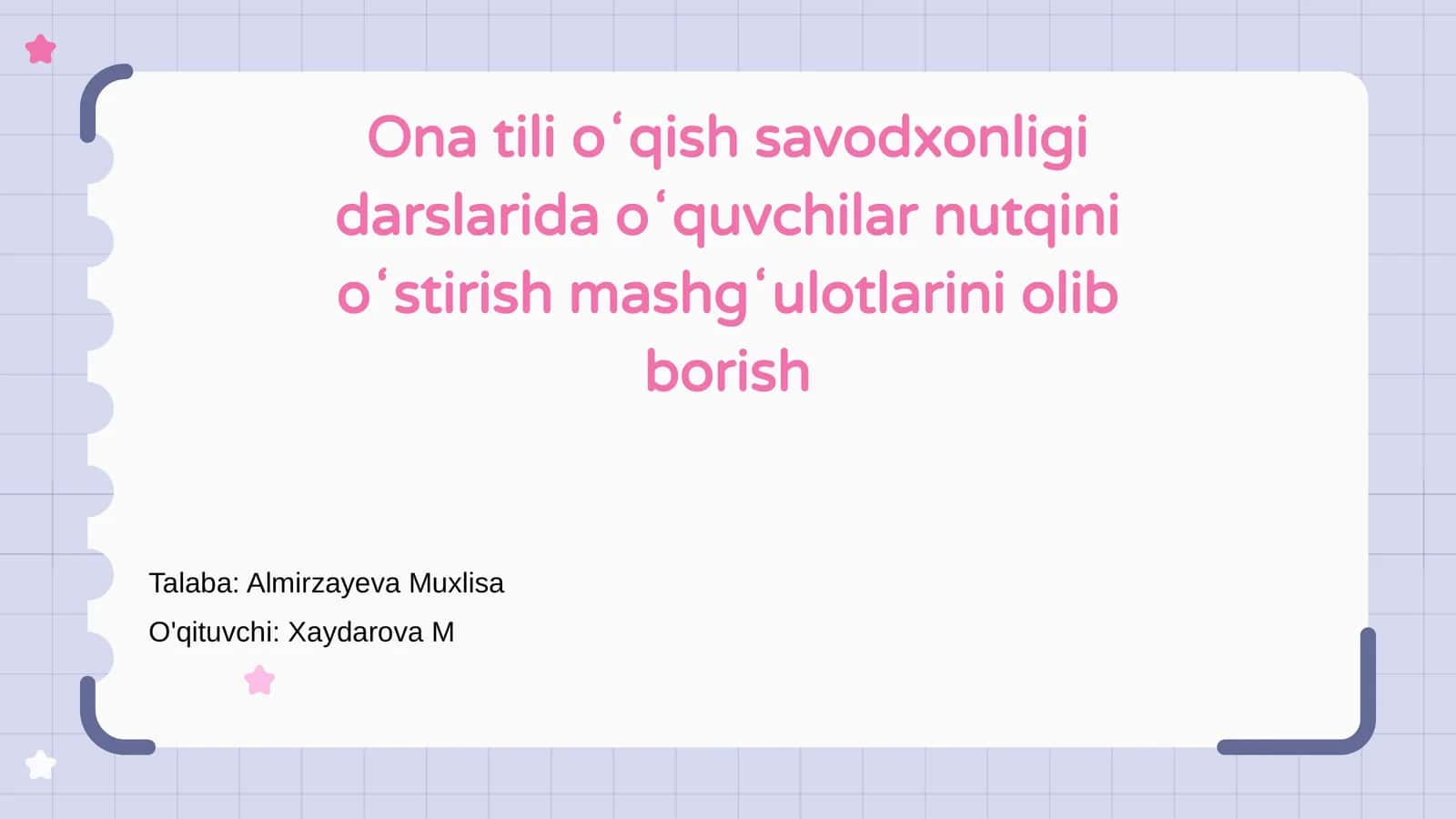 Ona tili oʻqish savodxonligi darslari 1