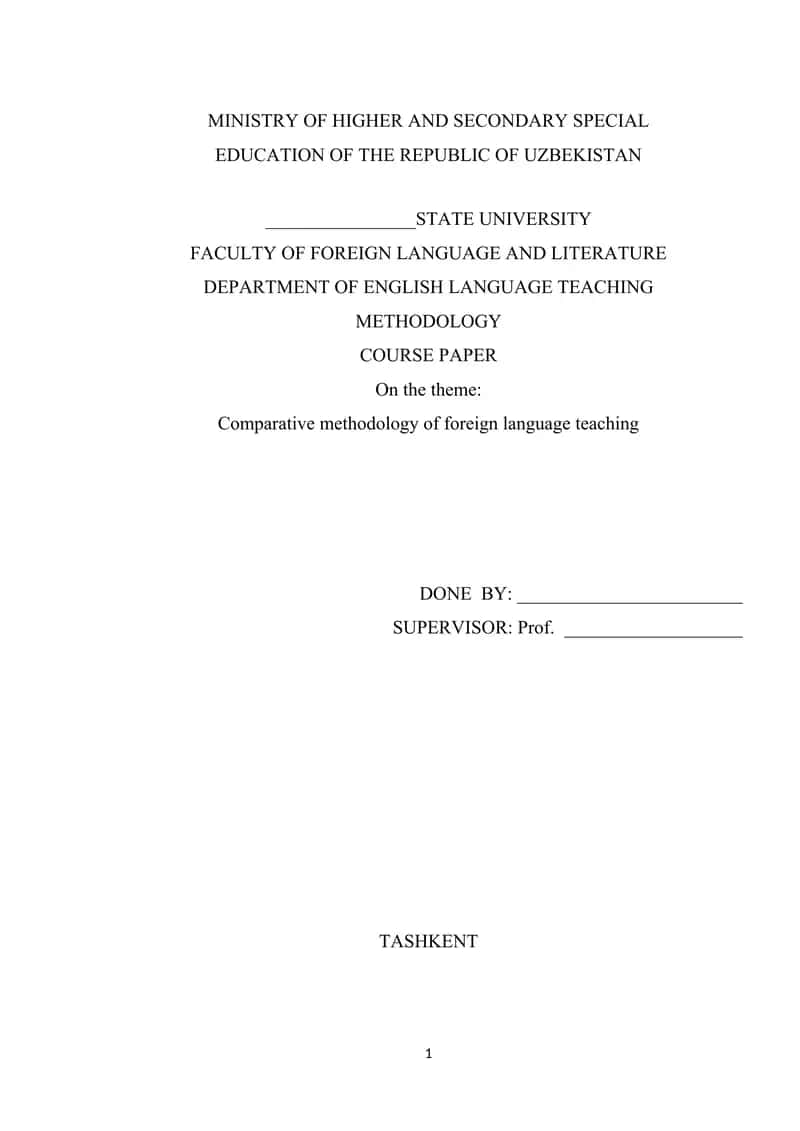 Comparative methodology of foreign language teaching 1