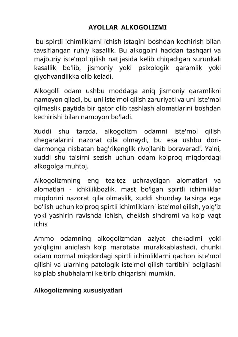 AYOLLAR ALKOGOLIZMI 1