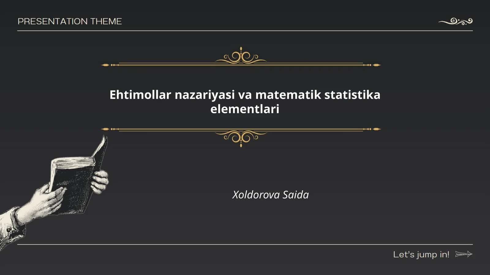 Ehtimollar nazariyasi va matematik statistika elementlari 1