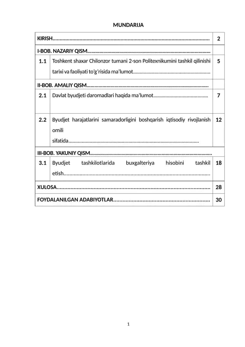 Amaliyot hisoboti|| Byudjet|| Taʼlim 1