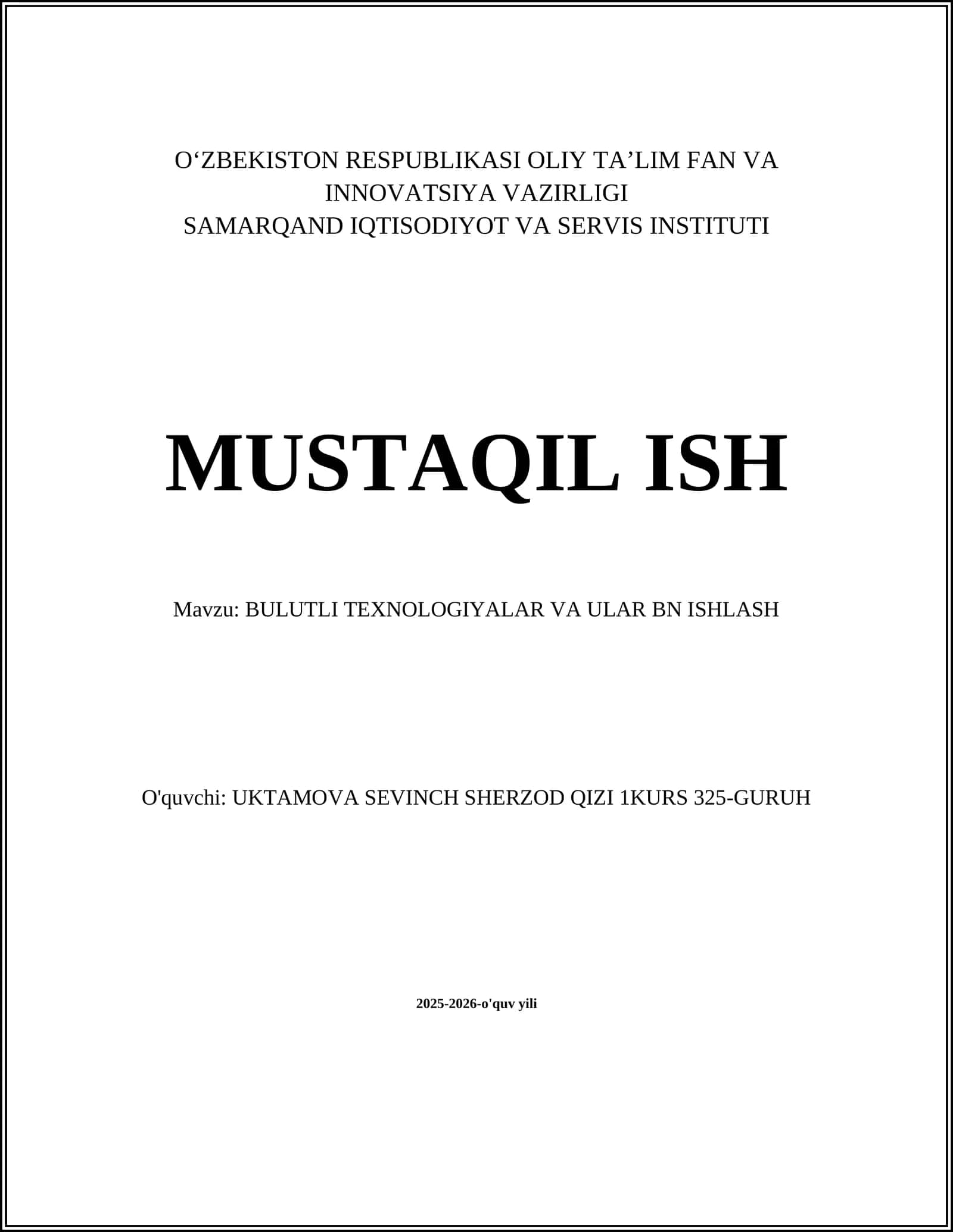 BULUTLI TEXNOLOGIYALAR VA ULAR BN ISHLASH 1