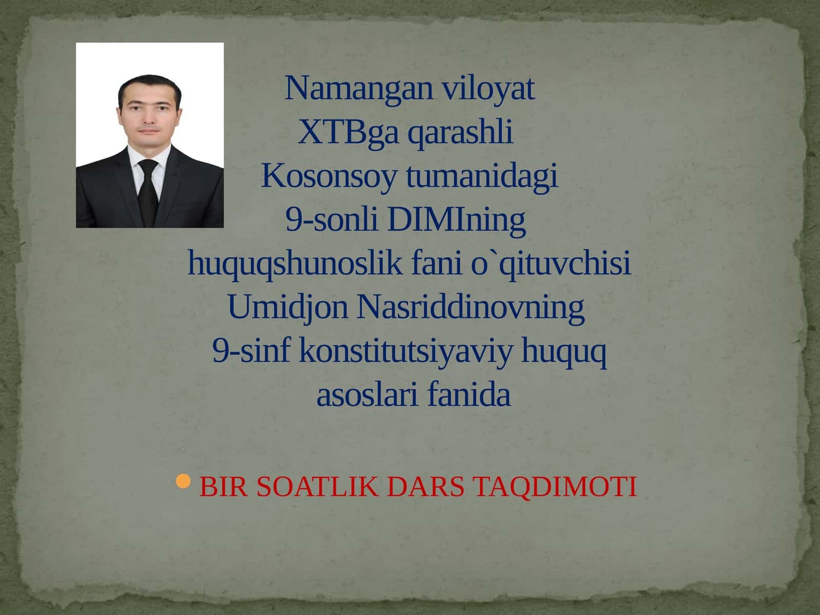 BIR SOATLIK DARS TAQDIMOTI 1