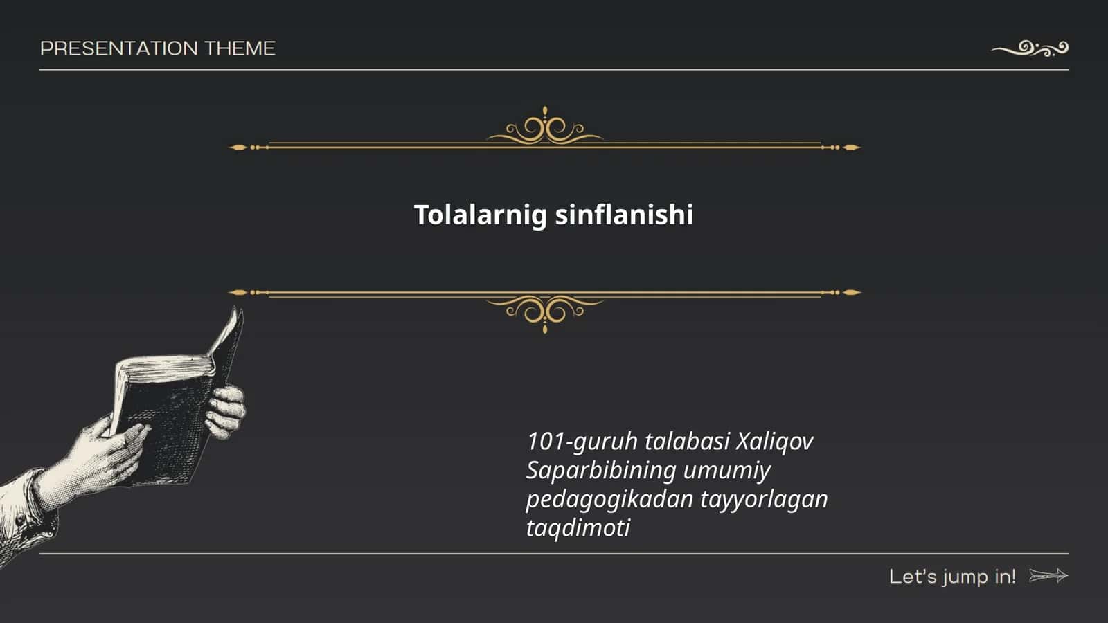 Tolalarnig sinflanishi 1