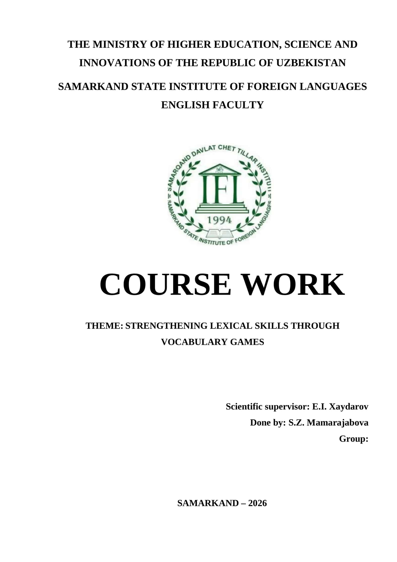 STRENGTHENING LEXICAL SKILLS THROUGH VOCABULARY GAMES 1