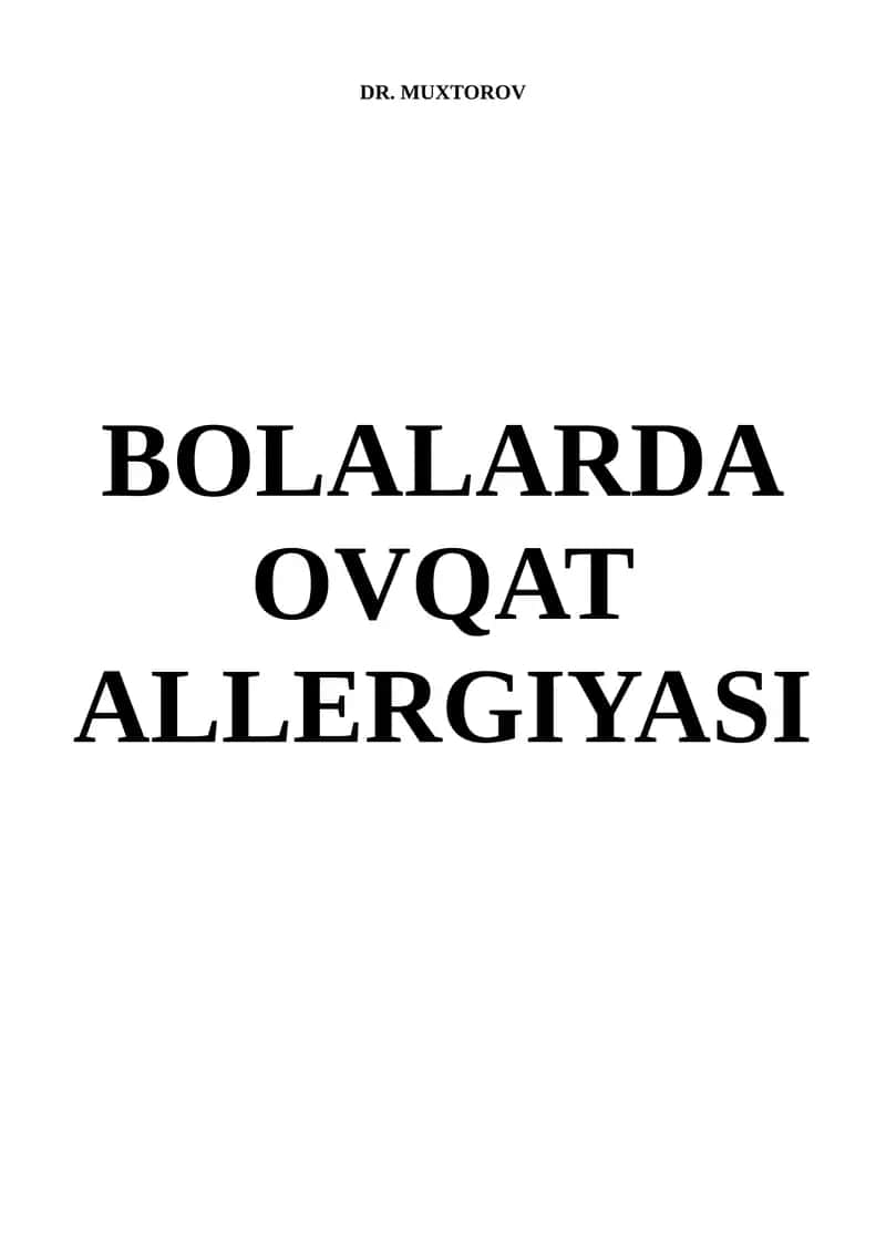 BOLALARDA OVQAT ALLERGIYASI 1