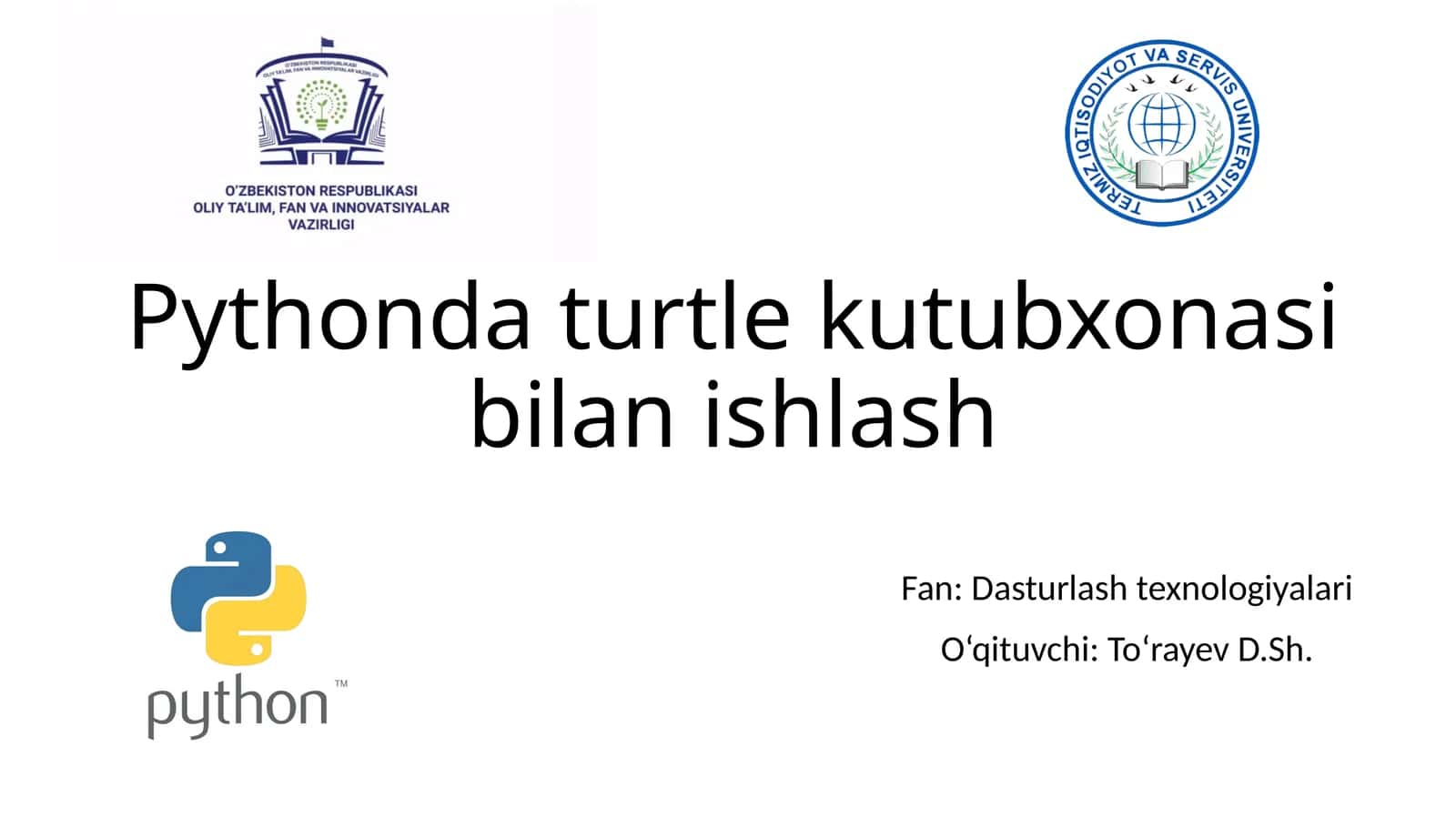 Pythonda turtle kutubxonasi bilan ishlash 1