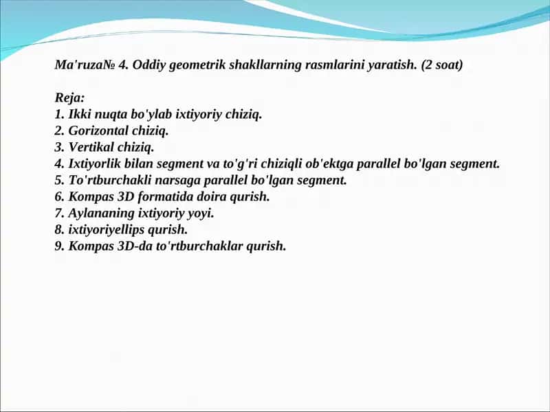 Oddiy geometrik shakllarning rasmlarini yaratish 1