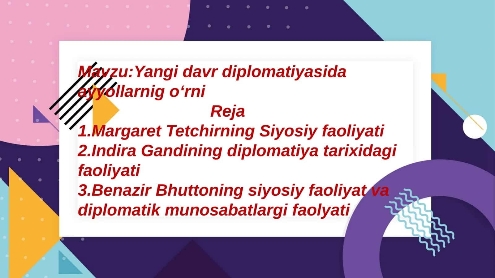 Yangi davr diplomatiyasida ayollarning oʻrni 1