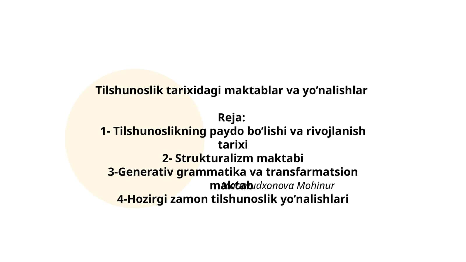 Tilshunoslik tarixidagi maktablar va yo’nalishlar 1