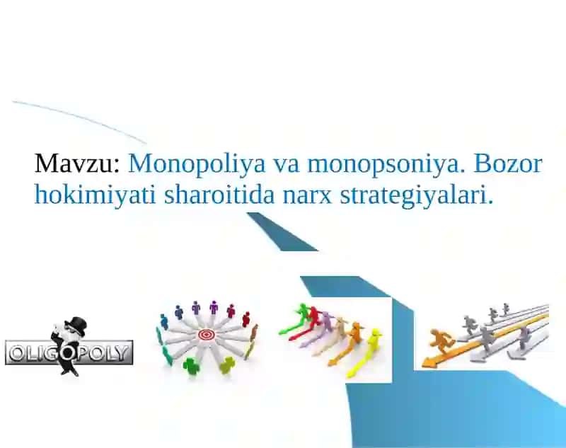 Monopoliya va monopsoniya. Bozor hokimiyati sharoitida narx strategiyalari.