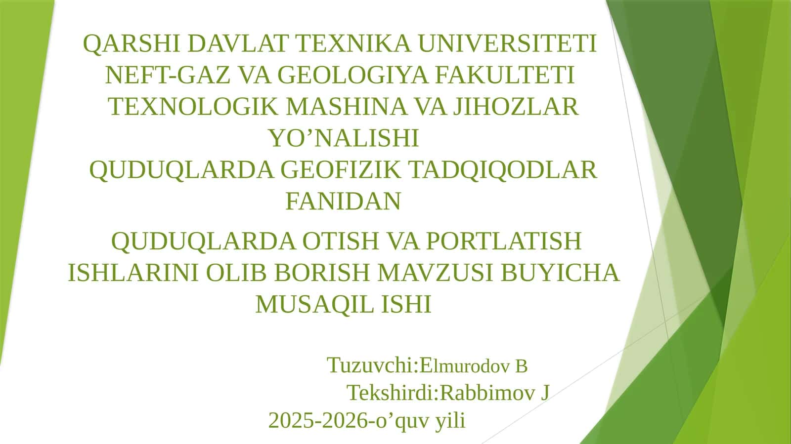 Quduqlarda Otish va Portlatish Ishlari 1