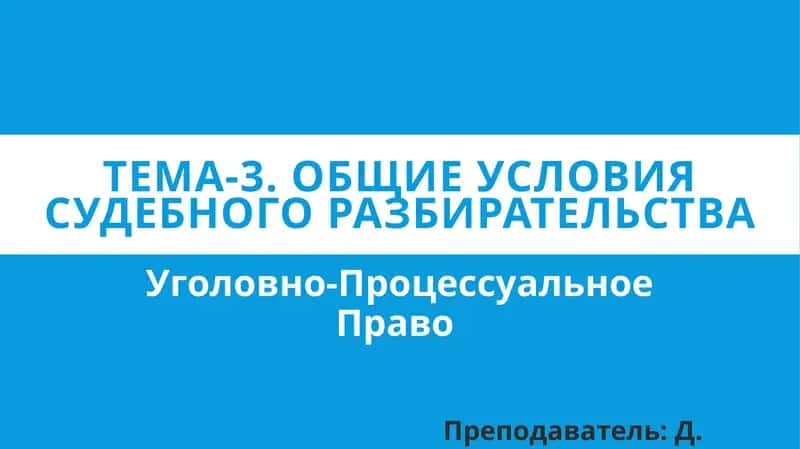 Общие условия судебного разбирательства 1