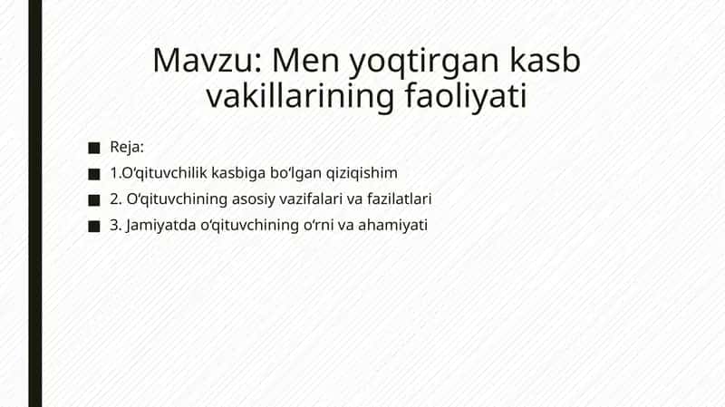 Men yoqtirgan kasb vakillarining faoliyati 1