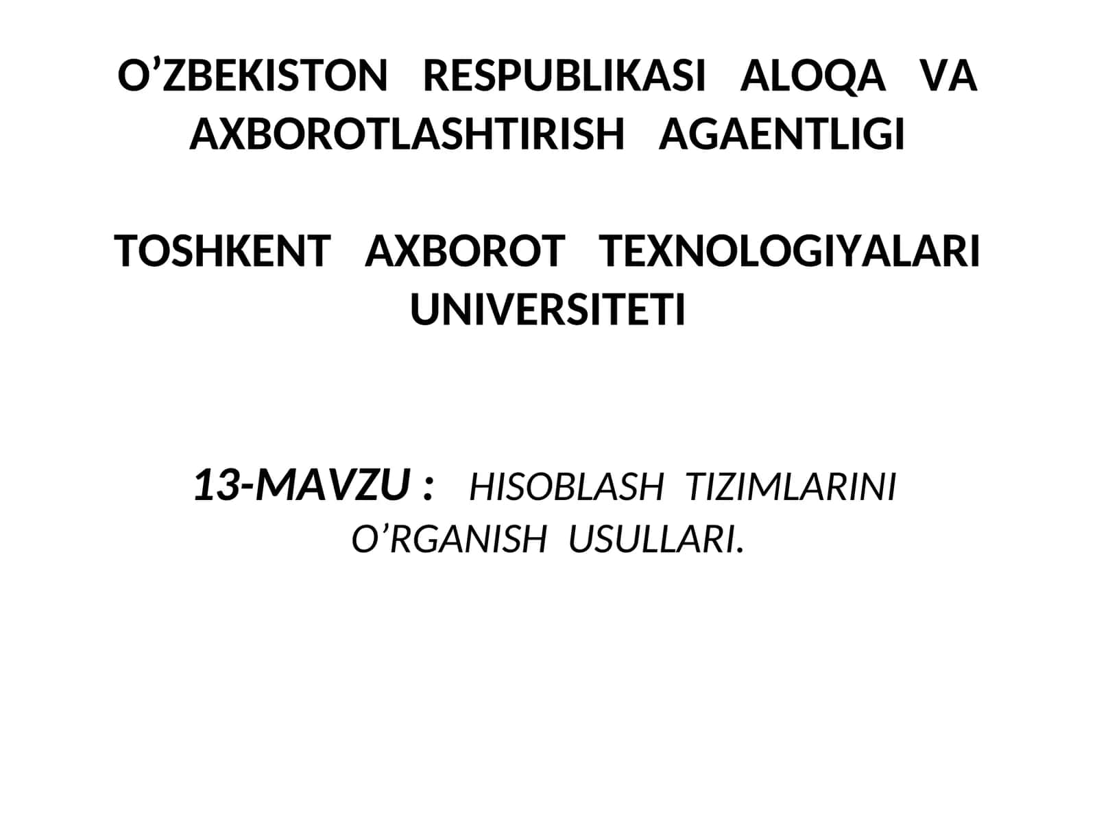 Hisoblash Tizimlari O'rganish Usullari 1