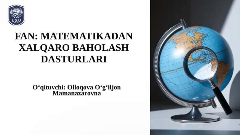MATEMATIKADAN XALQARO BAHOLASH DASTURLARI 1