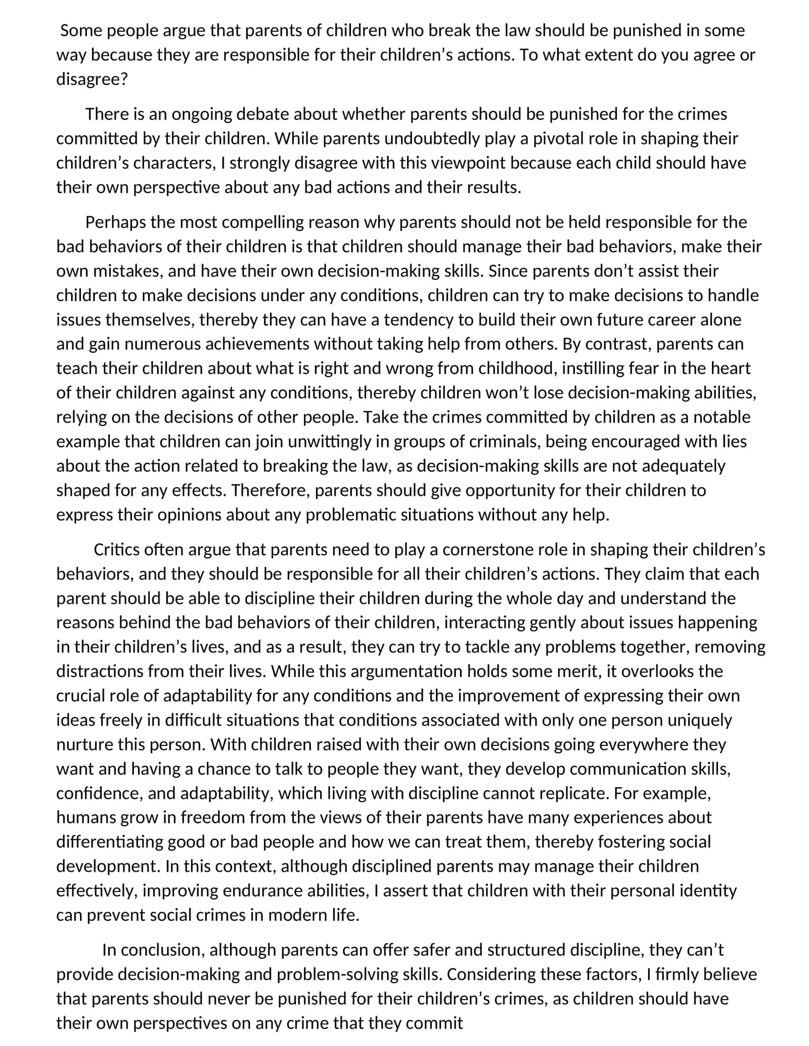Parents' Responsibility for Children's Crimes 1