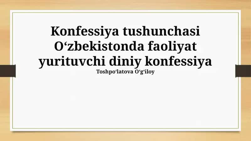 Diniy E'tiroflarning Taqqoslashi 1