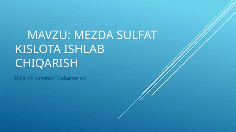 Mezdasulfat kislota ishlab chiqarish 1