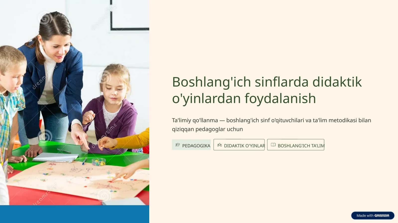 BOSHLANG'ICH SINFLARDA DIDAKTIK O'YINLARDAN FOYDALANISH bo'yicha taqdimot 1